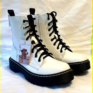 Sincerely Jules Harley Women 7.5 M Lace Up Combat Boots Faux Leather Vegan